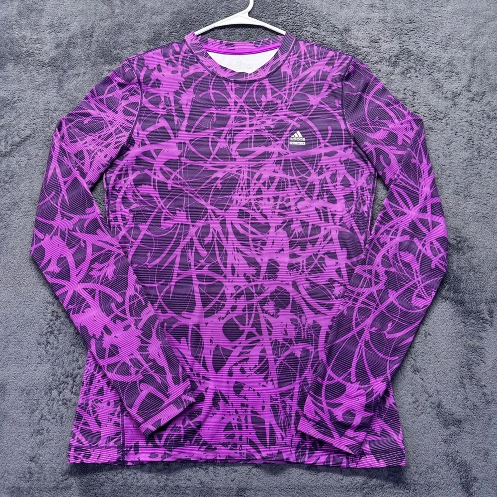 Adidas Techfit Climalite Compression Shirt Men's Medium Purple Long Sleeve
